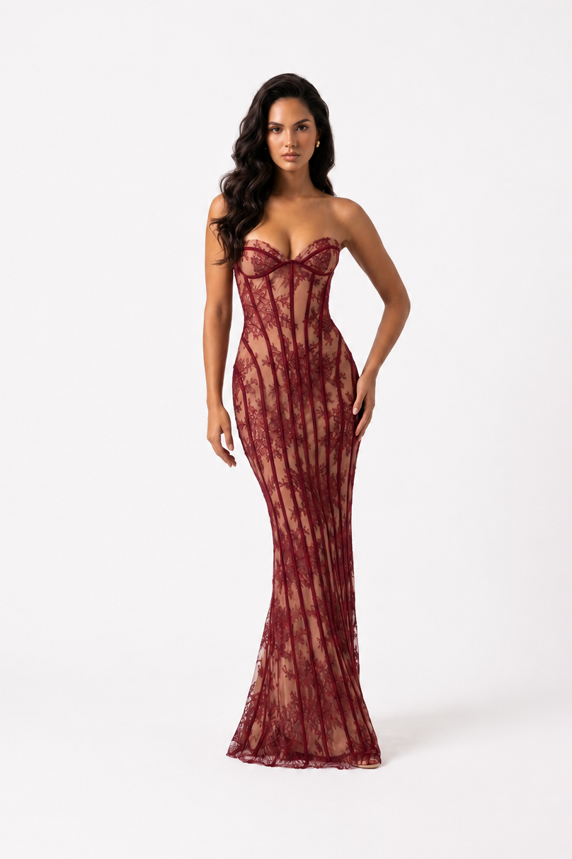 Ruby Veil Gown Dress