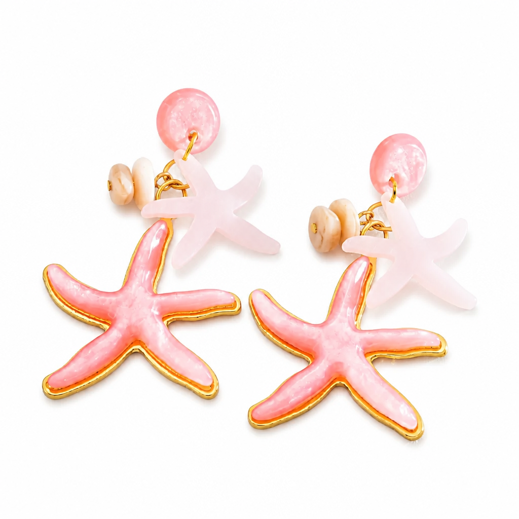 Pink Lagoon Starfish Earrings