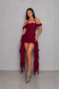Celeste Ruffle red dress