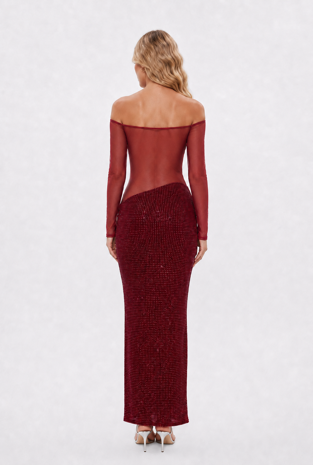 Ruby Mirage Rhinestone Maxi Dress
