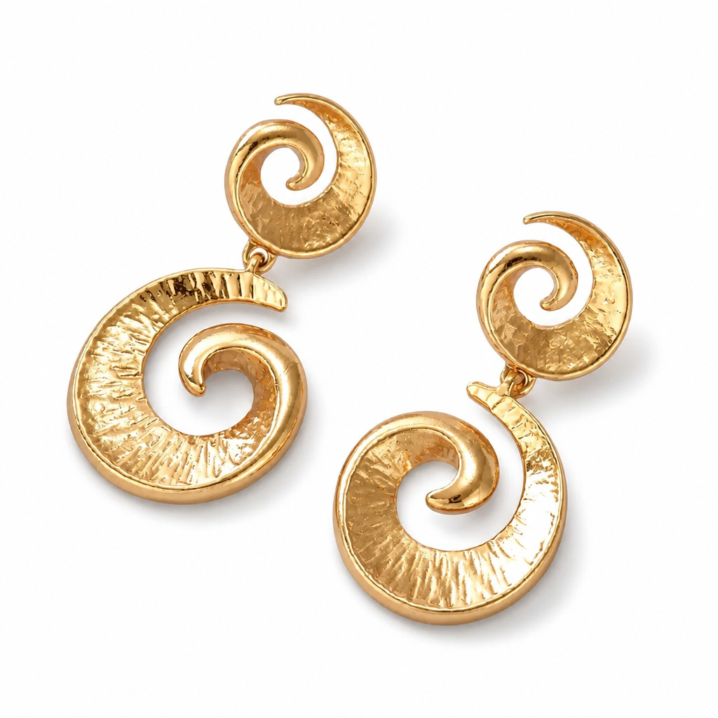 Golden Spiral Statement Earrings