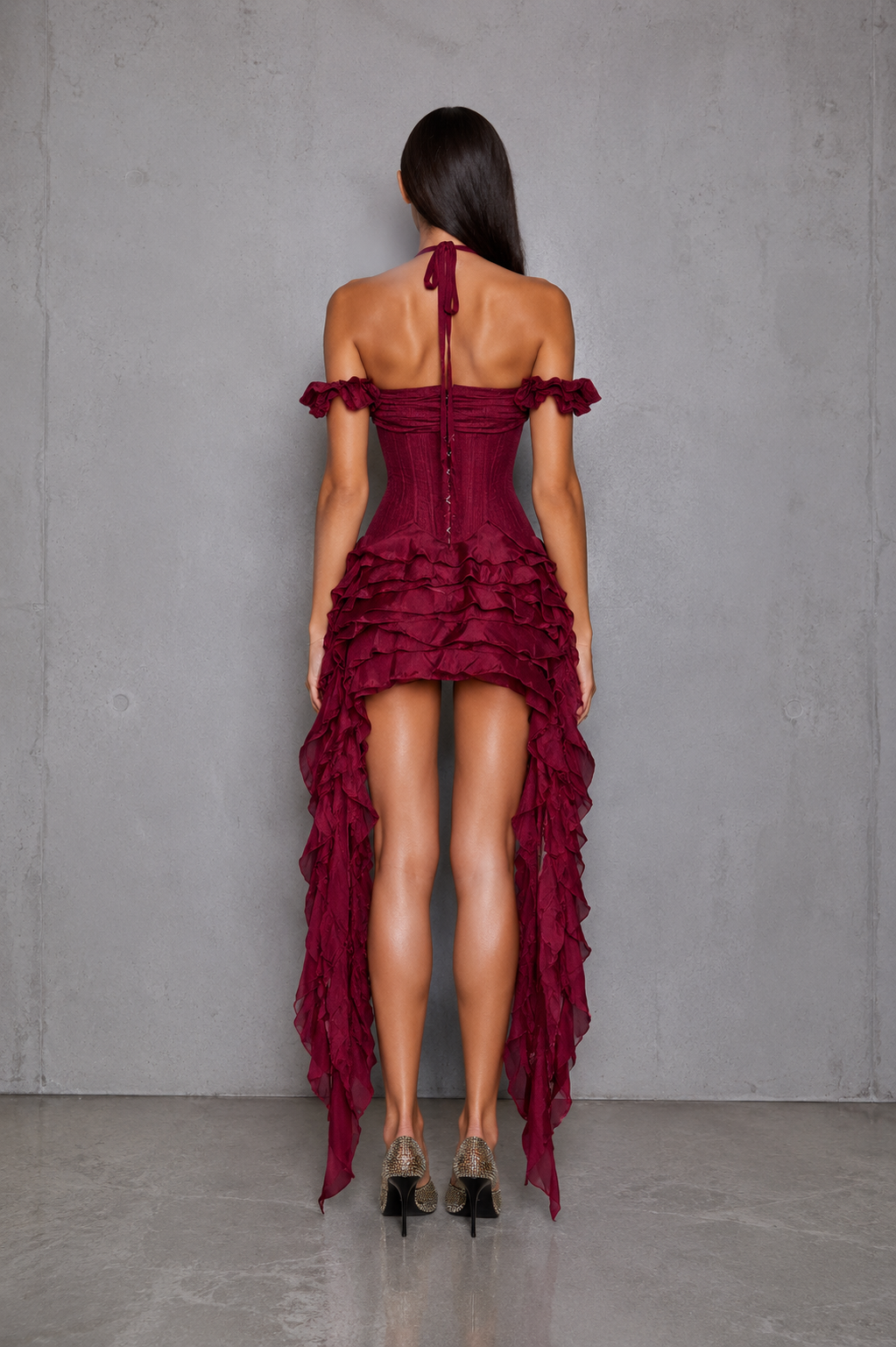 Celeste Ruffle red dress