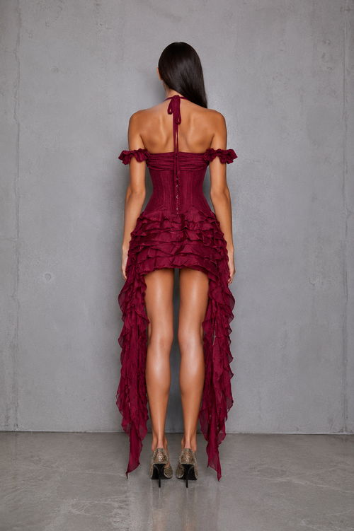 Celeste Ruffle red dress