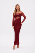 Ruby Mirage Rhinestone Maxi Dress